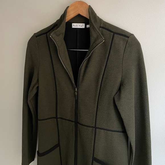Habitat Shaped Felt Car Coat Zip Up Longline Jacket in Forest Green, 62324, XS - Picture 6 of 9